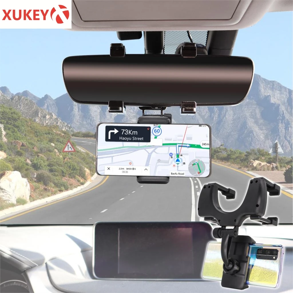 

Car Phone Holder Rear View Mirror Stand Truck Cradle Bracket 360° Rotation Cell Phone GPS Mount Support Interior Car Accessories