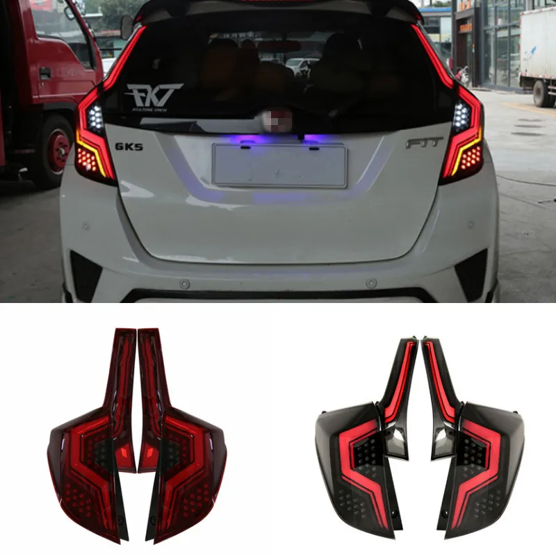 Rear Fog Lamp + Brake Light + Reverse + Dynamic Turn Signal Car LED Tail Light Taillight For Honda JAZZ FIT GK5 2014 - 2018