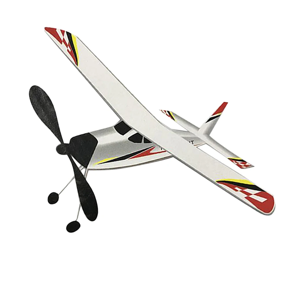 Rubber Band Elastic Powered Plane Police Knight Aircraft Outdoor Flying Toys