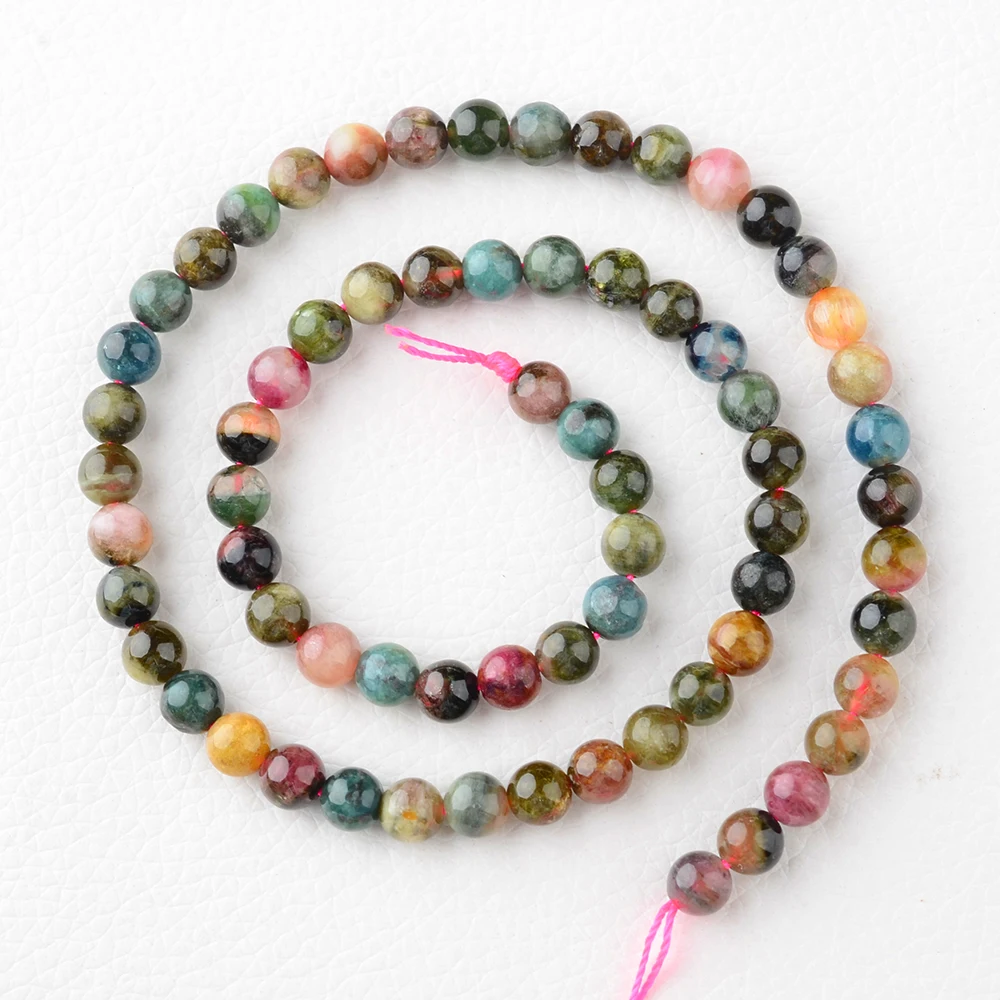 6-12mm Colourful Natural Round Rainbow Tourmaline Loose beads stones