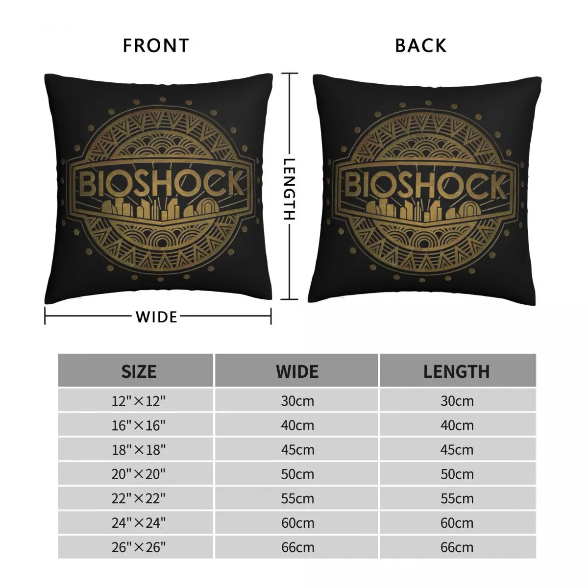 Bioshock Logo Black Square Pillowcase Polyester Linen Velvet Pattern Zip Decor Home Cushion Cover