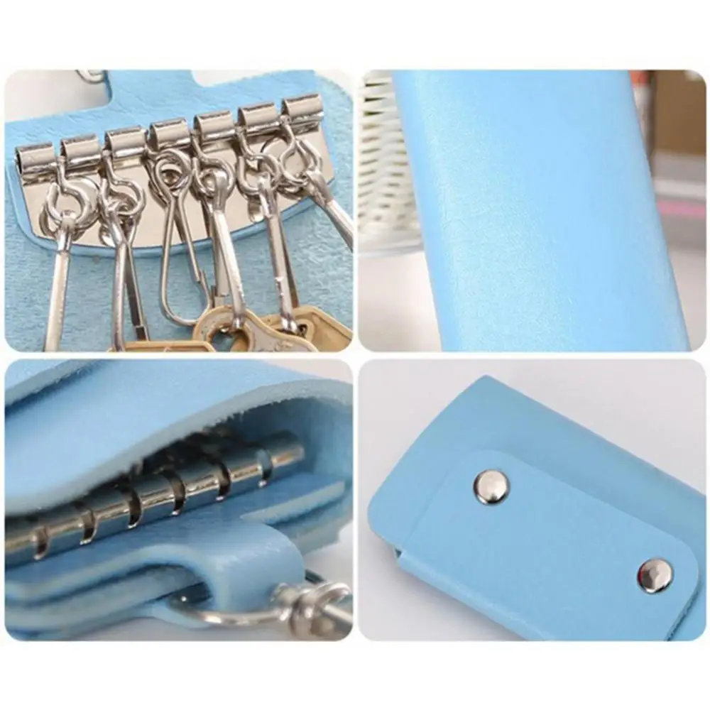 Faux Leather Key Organizer Case Keychain Holder Magnetic Button Pouch Bag Gift
