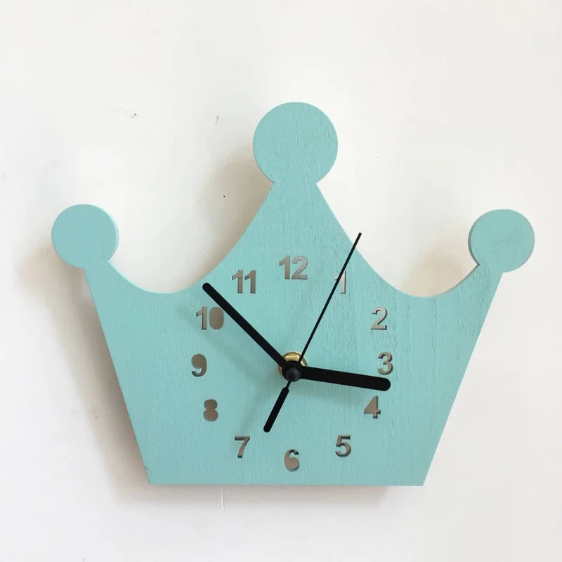 Girl Pink Princess Crown Clock for Kids Children Room Decor Silent Mute Wall Decorative Clocks Modern Design 3D Dropshipping