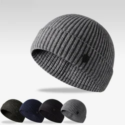 Men Skull Dad Hat Autumn Winter Solid Color Knitted Fastener Simple Outdoors Warm Melon Hat Sport Casual Ski Beanie Hats