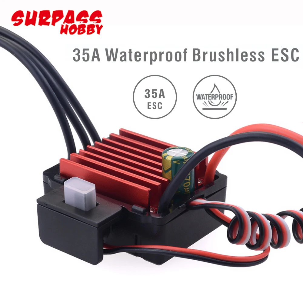 Surpass Hobby Waterproof Brushless 2440 6080KV/4600KV/4000KV Motor 35A 2-3S S0300P 3kg RC Servo For RC 1:16 1:18 RC Car Off-road