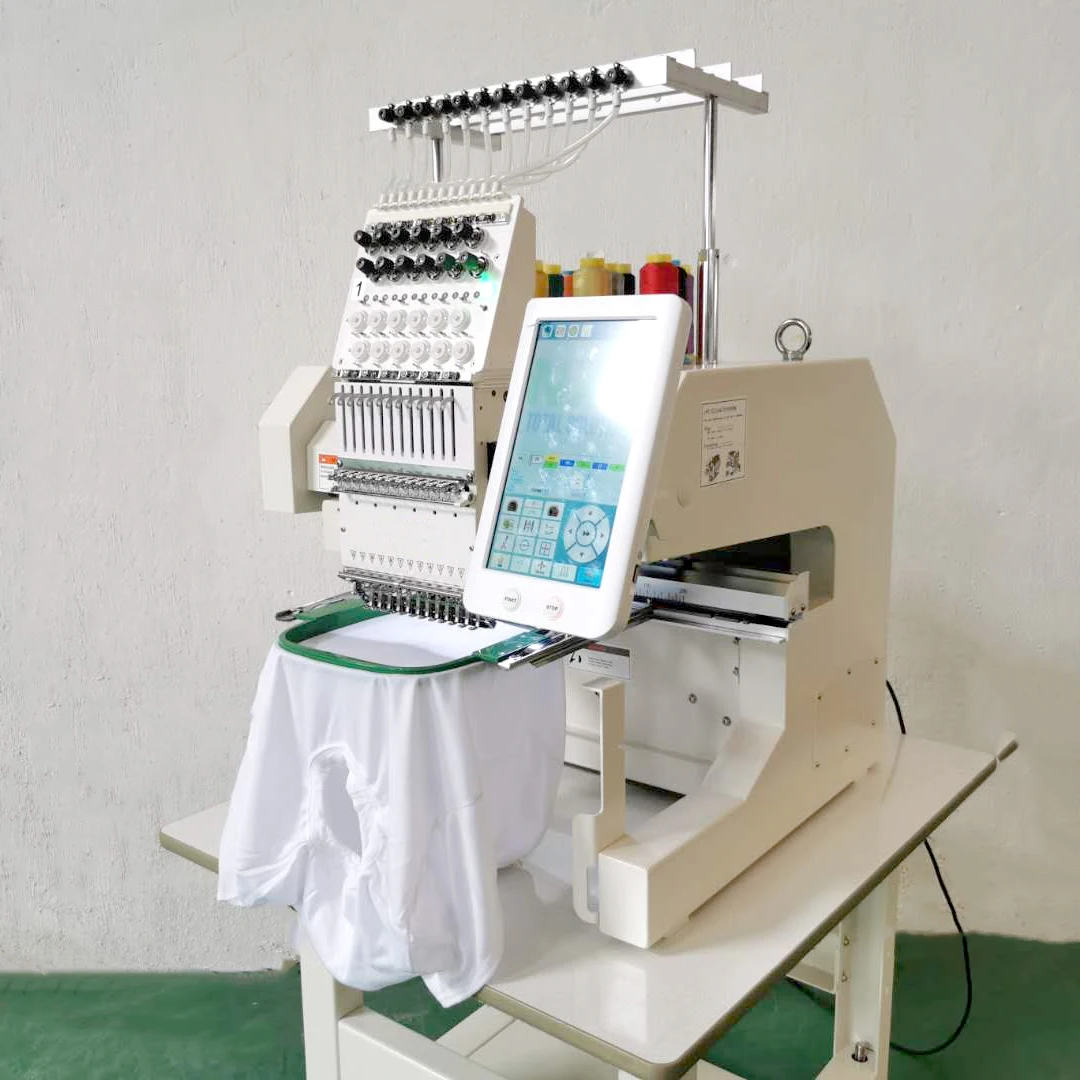 Factory Price Single Head 15 Needles China Flat Cap T-shirt Hat Embroidery Machine Simple Towel Embroidery Machine