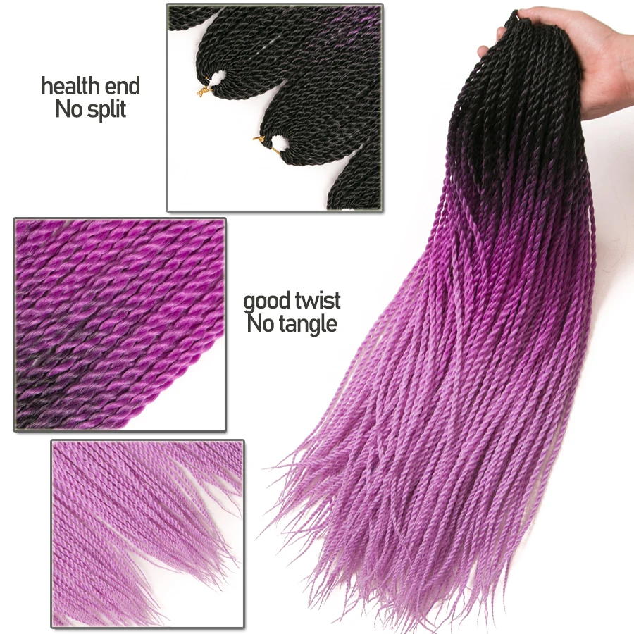 Treccia di capelli all'uncinetto sintetico 24 pollici Senegalese Twist Ombre intrecciare i capelli 30 fili/pz biondo a tre tonalità