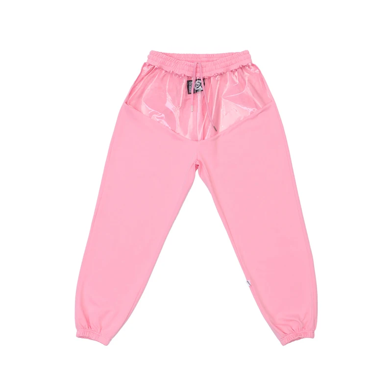 Feminino rosa sexy oco para fora calças de dança jazz roupas soltas hip hop rua dança traje discoteca gogo dancer outfit vdb4737