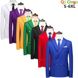 Blue Men Double Breasted Formal Suit Jacket, Business Office Blazer, Masculino Wedding Party Dress Coat, Slim Man Tuxedo