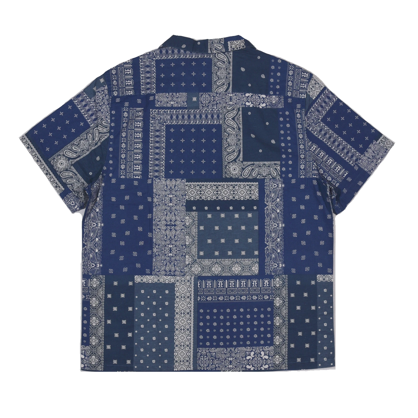 BOB DONG Indigo Paisley Camp Shirts Vintage Totem Cotton Flax Hawaiian Shirt