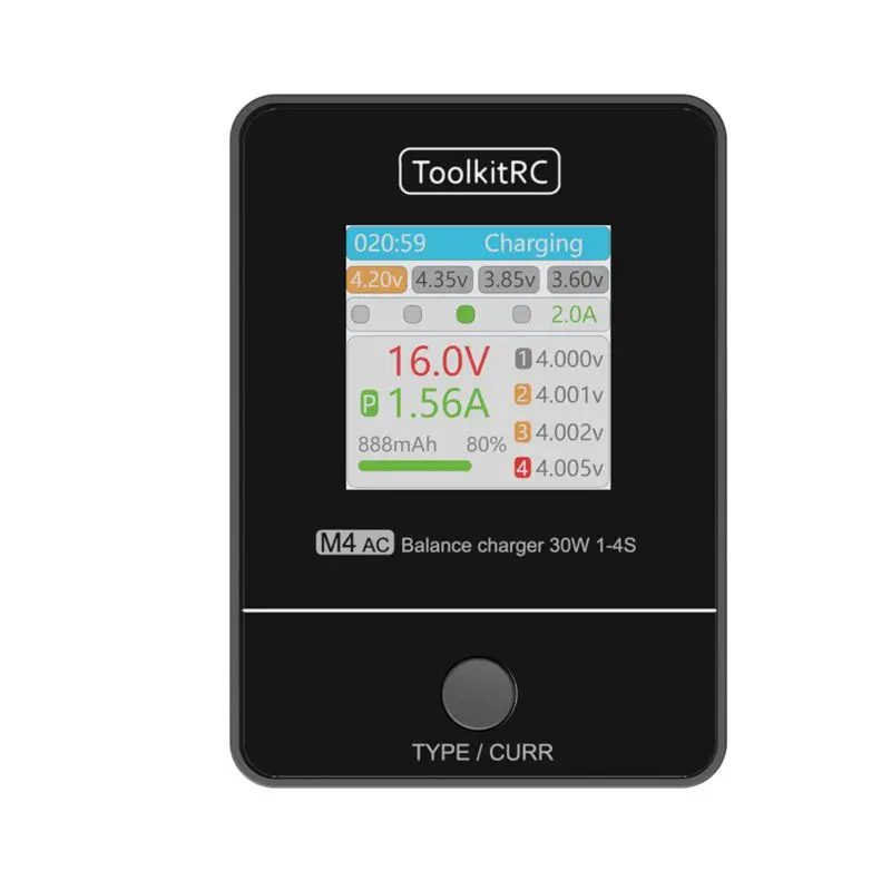 

ToolkitRC M4AC 30 Вт LiPO LiFE LiHV AC 100-240 в зарядное устройство 1-4S XT30/ XT60 интерфейс для радиоуправляемой модели FPV гоночного беспилотника