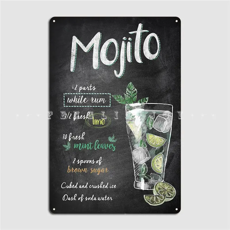 Mojito Metal Sign Club Bar Plaques Cinema Kitchen Create Tin Sign Poster