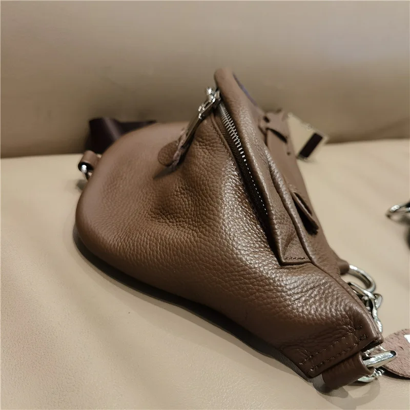 BRIGGS New 2022 Fashion Design Women\'s Handbag Genuine Leather Pillow Bag Casual Vintage Ladies Shoulder Bags Black Coffee