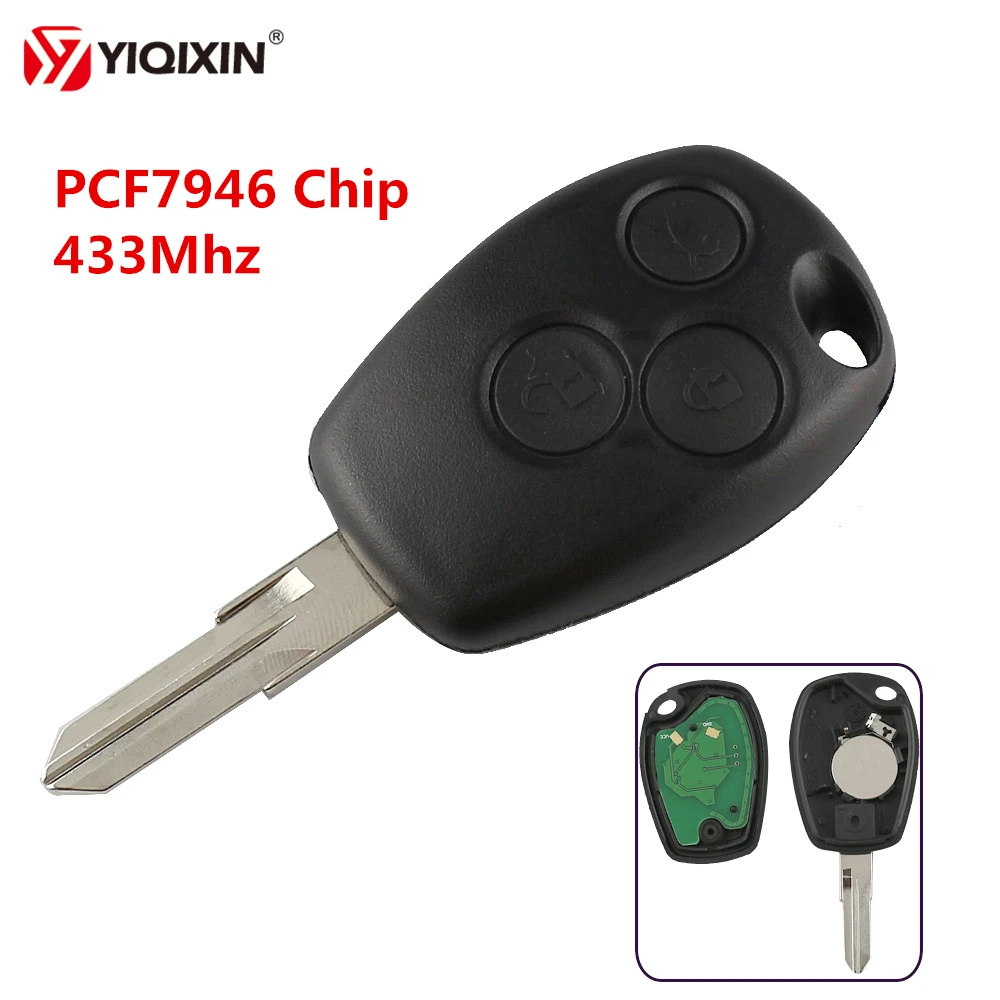 

YIQIXIN 3 Buttons Remote Key ID46 PCF7946 Chip 433Mhz For Renault Trafic Vivaro Primastar Movano Replacement With VAC 102 Blade