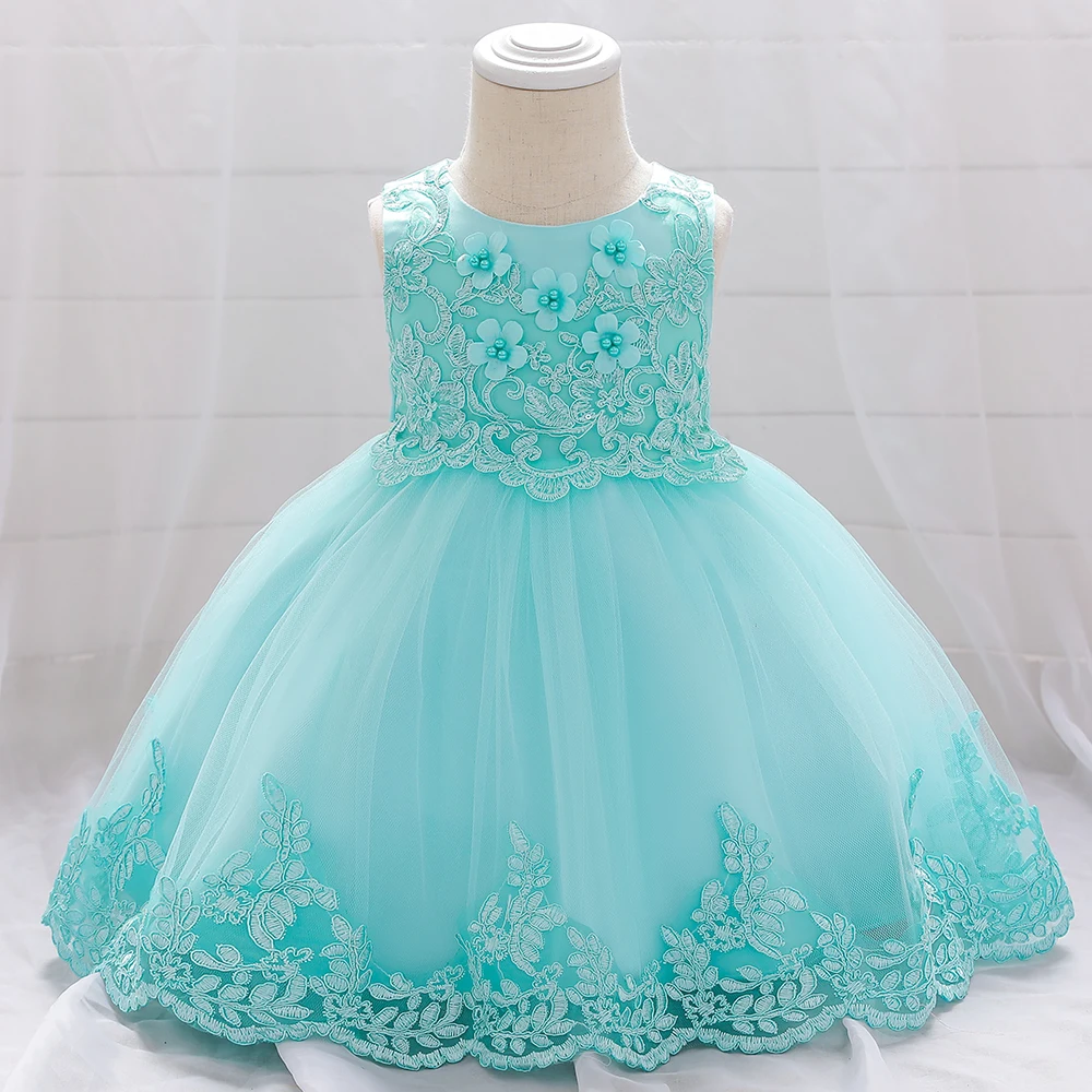 Infant Flower Baptism Party Dress for Baby Girl White Lace 1st Birthday Princess Dress Prom Pageant Wedding Evening Gown Vestido