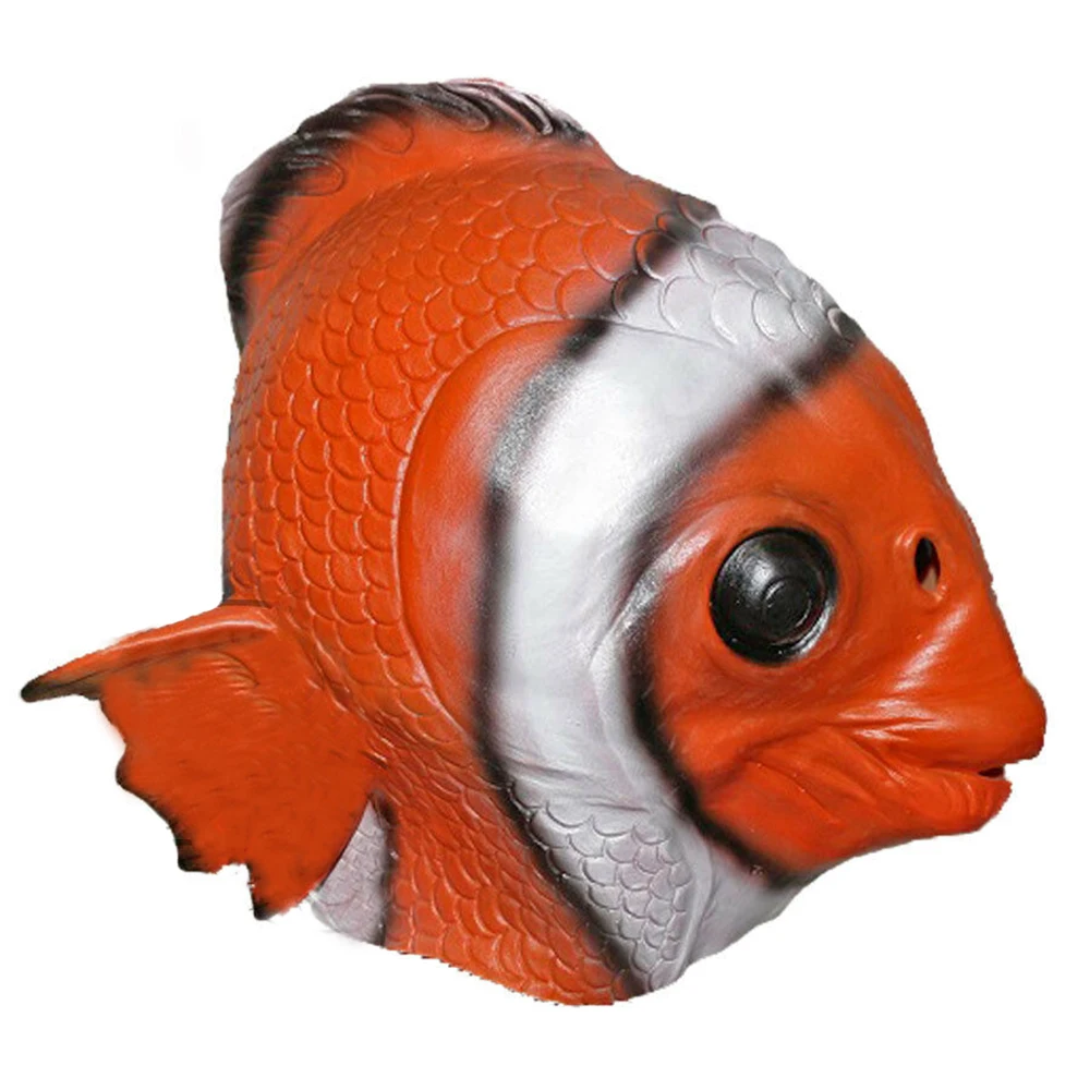 Realistic Fish Mask Clown Fish Animal Head Latex Mask Face Disguise Halloween Costume