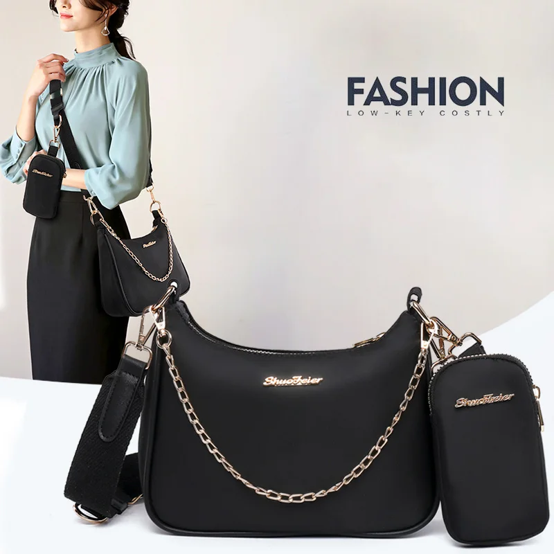 Women\'s Shoulder BagsLuxury Designer Female Bag Waterproof Nylon Cloth Chain Shoulder Crossbody Bags For Women Female Handbag