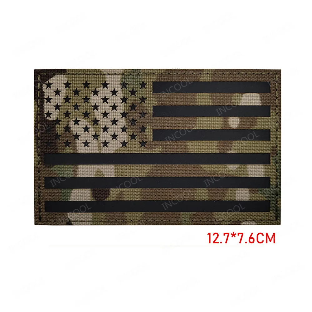 Infrared Reflective American United States USA US IR Patches Blue Line Patch Biker Fastener Patch For Clothing Cap