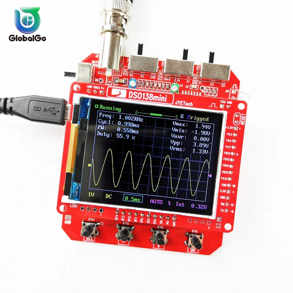 Mini Handheld Digital Oscilloscope DIY ชุดแขน Cortex-M3 12บิต TFT Oscilloscope 10:1 Probe ทดสอบคลิป Dropship ขายส่ง