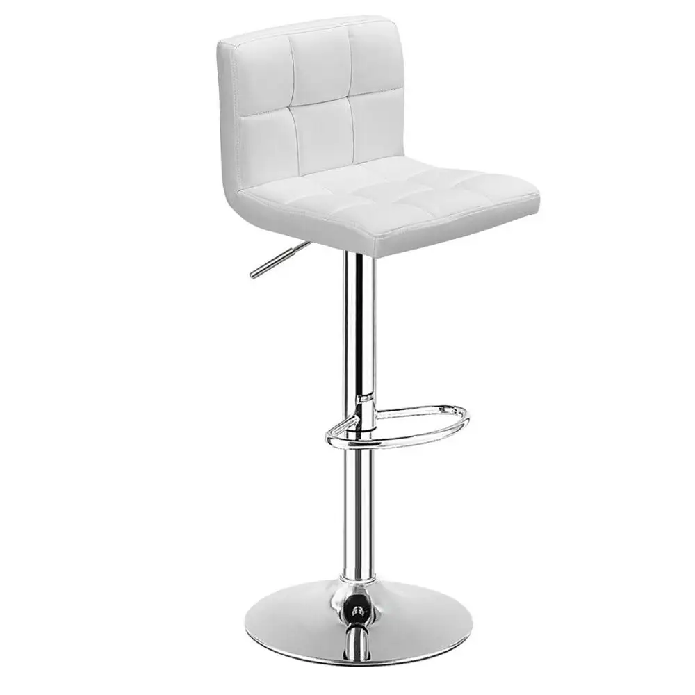 Costway 1 PC Bar Stool Swivel Adjustable PU Leather Barstools Bistro Pub Chair White