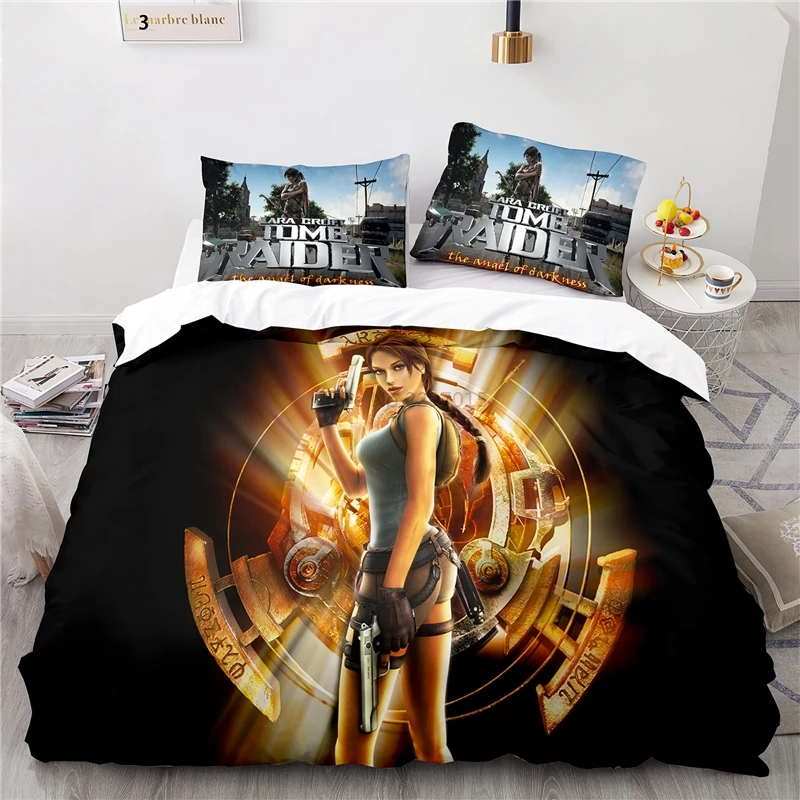 Home Textile Tomb Raider Games Pattern 3d Duvet Cover Sets Pillowcase Kids Bed Linen Queen King Comforter Cartoon Bedding Sets