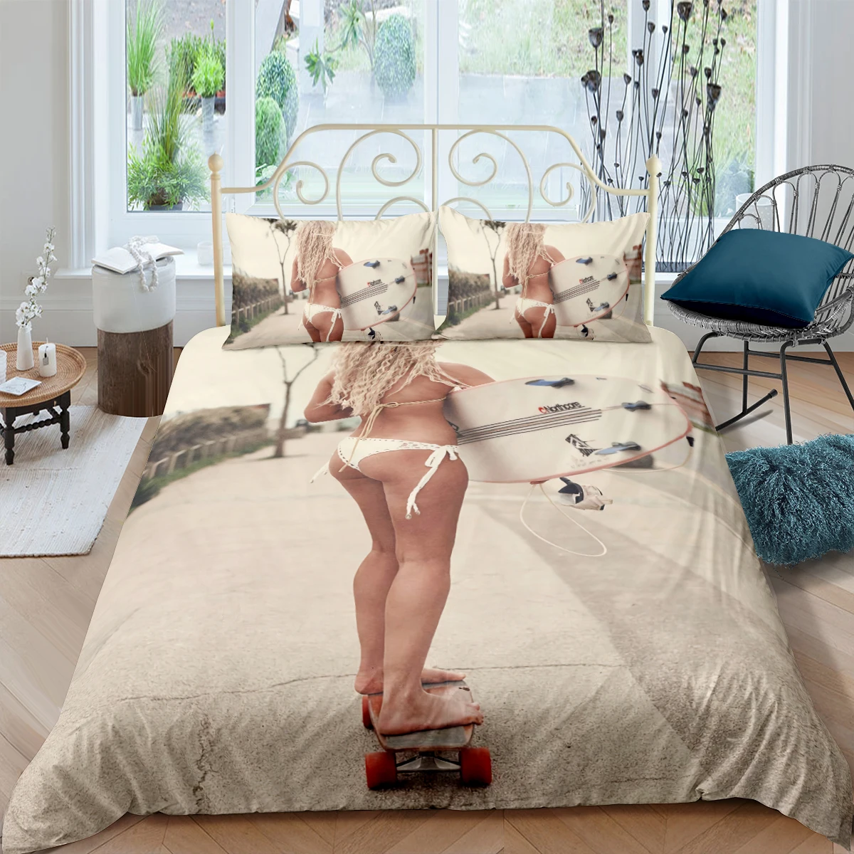 Skater girl Duvet Cover Sets 3D Modern Comforter Cases and Pillow Shams King Queen Super King Twin Full Size 173*230cm Beddings