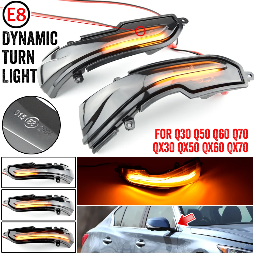 

LED Turn Signal Light For Infiniti Q30 Q50 Q60 Q70 QX30 QX50 QX60 QX70 Dynamic Blinker Rearview Side Mirror Sequential Indicator