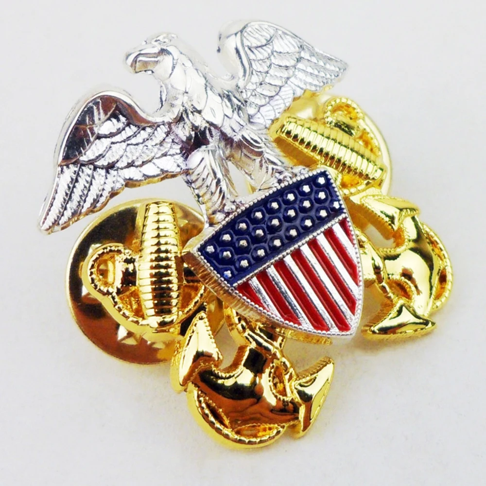 WWII US NAVY GENERAL OFFICER SHOULDER METAL EAGLE SMALL RANK INSIGNIA PIN BADGE COCKADE