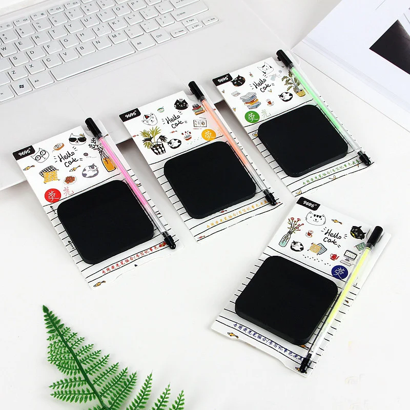 Black Pape Sticky Notes with Fluorescent Pen Self-Adhesive Memo Pad 50 Sheet Planner Stickers Notepads Office School Supplies