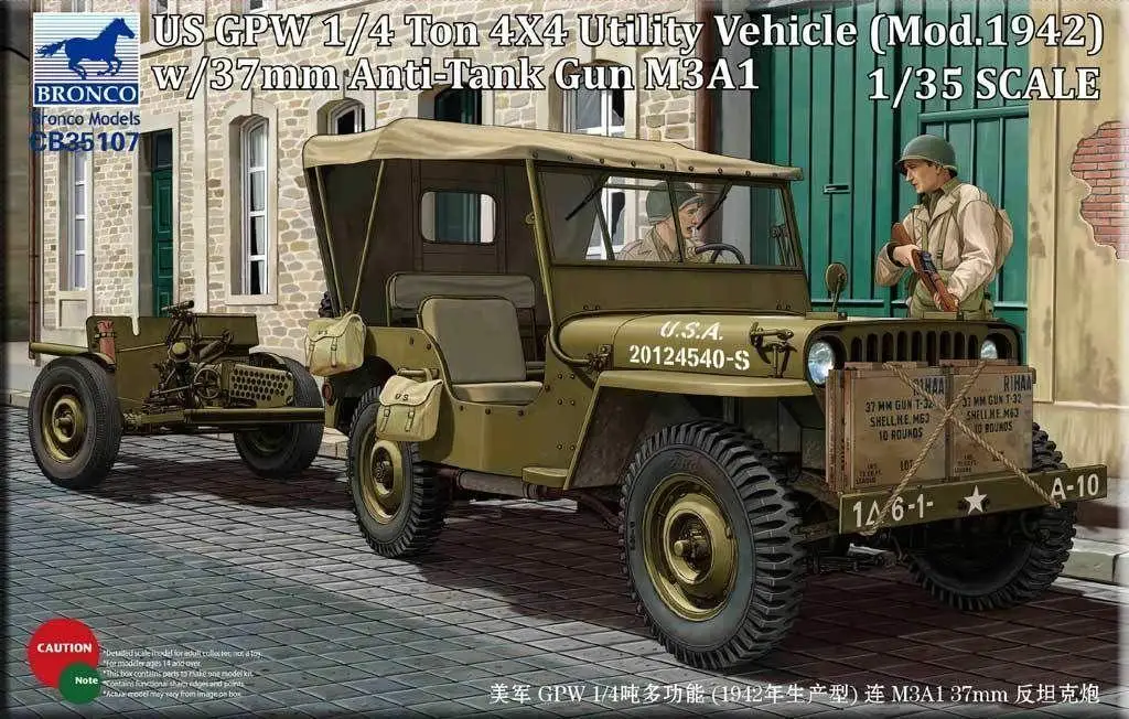 

Bronco 1/35 CB35107 GPW 1/4 Ton 4x4 Utility Truck w/ M3A1 37mm Gun