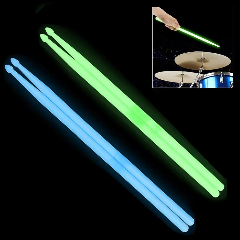 5A LED Noctilucent Drum Stick Glow in The Dark 4 Colors Changing Luminous Drum sticks Stage Performance Fluorescent Drumsticks