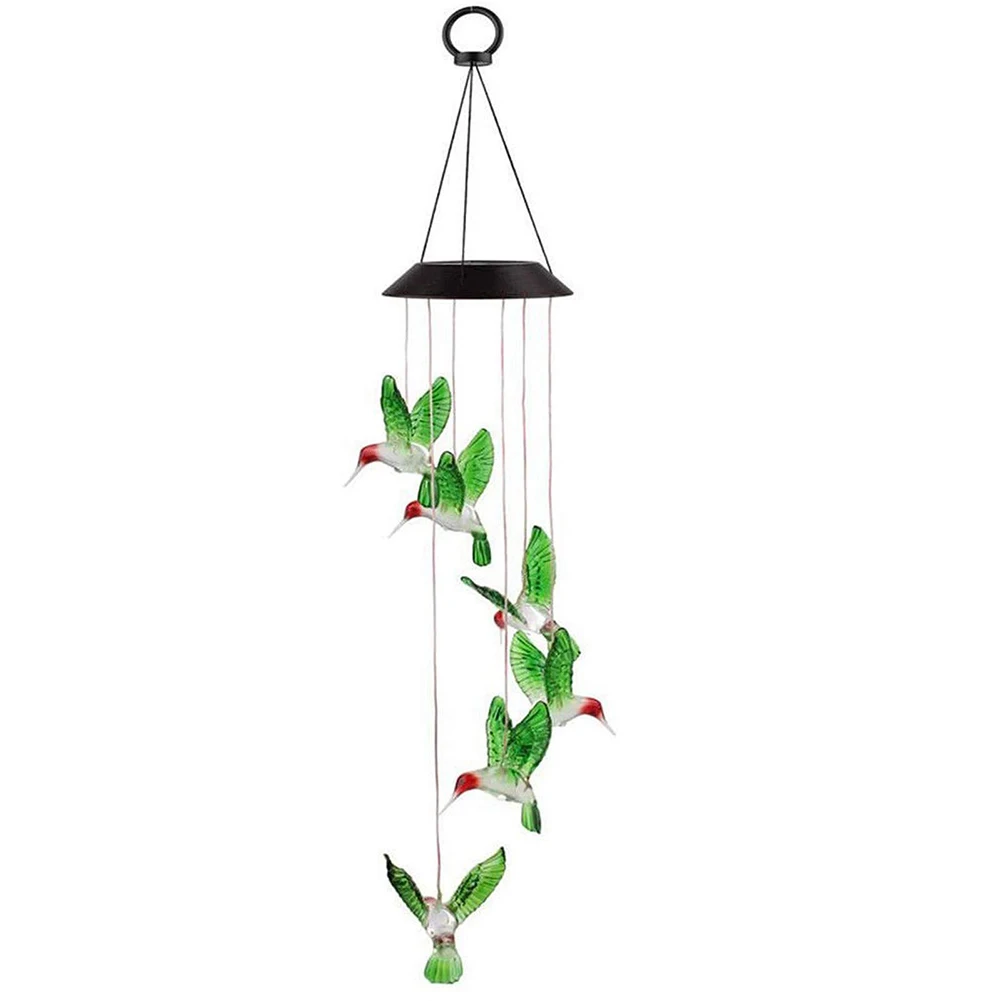 LED ที่มีสีสัน Wind Chime โคมไฟพลังงานแสงอาทิตย์กันน้ำกลางแจ้งคริสตัล Hummingbird ผีเสื้อ Windchime พลังงานแสงอาทิตย์สำหรับตกแต่งสวน