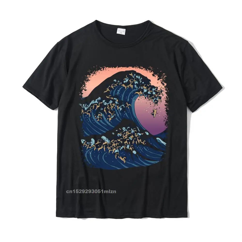 The Great Wave Of Pugs Sweatshirt By Huebucket Tshirts Casual Latest Men's Tops & Tees Casual Cotton