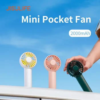 JISULIFE 미니 선풍기, USB 무음, 휴대용 충전식 핸드헬드 팬, 수직 에어 쿨러, 2000 mAh 