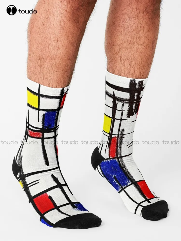 Mondrian Minimalist De Stijl Modern Art © Epitomegirl Socks Running Socks For Men Personalized Custom 360° Digital Print