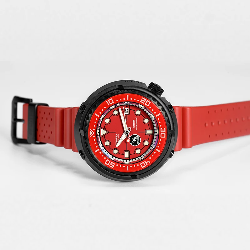 RDUNAE R1ZK-II Red Titanium Alloy Sapphire Diving Luminous Automatic Mechanical Watch 500m