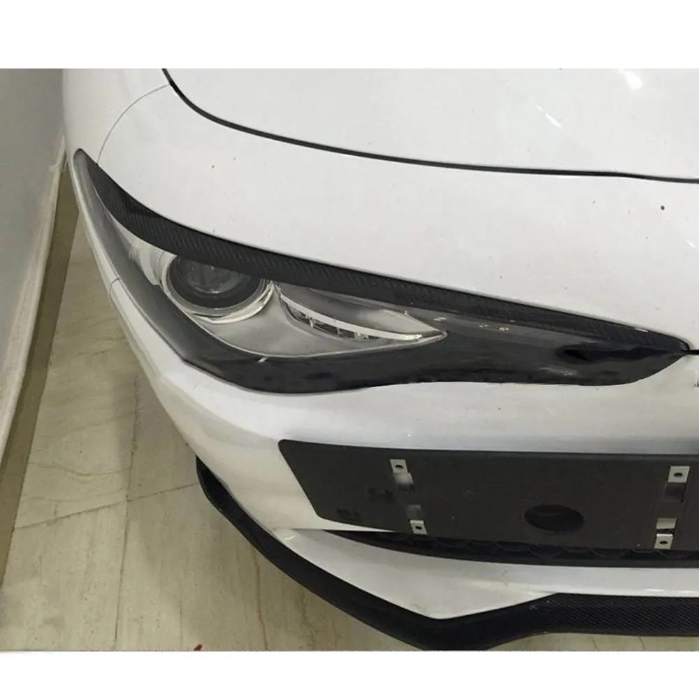 Carbon Fiber Front Headlamp Eyebrow Headlight Eyelids for Alfa Romeo Giulia Quadrifoglio Sedan 2015-2018 Car Styling