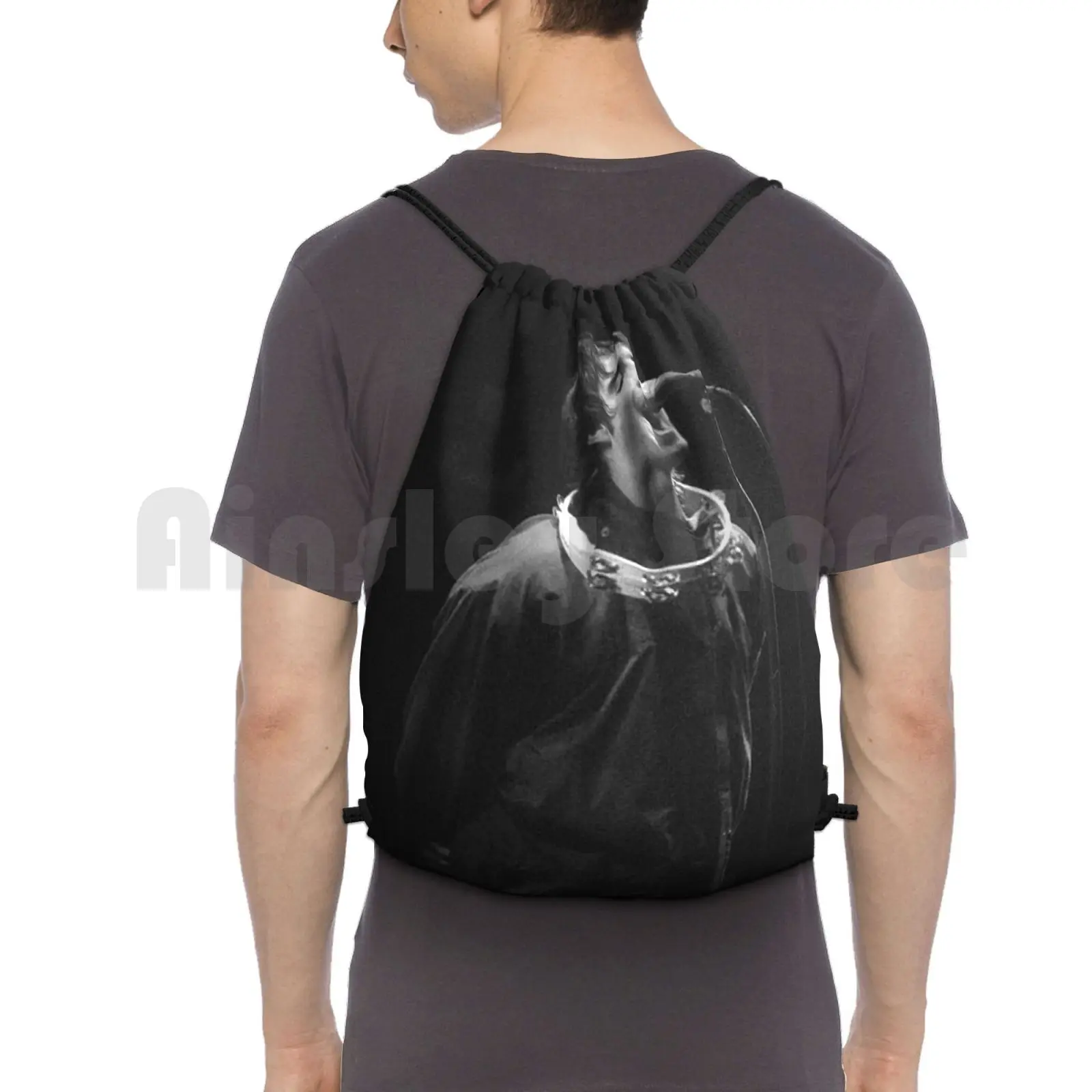 Liam Gallagher Print Backpack Drawstring Bag Riding Climbing Gym Bag Liam Gallagher Madferit Graphic Live Forever Nineties