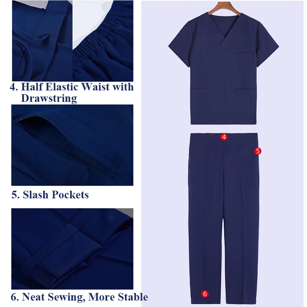 4 Way Stretch Medical Uniforms Uniforme Enfermera Mujer Clinical Clothes Scrubs Set Women Men Workwear Top and Pant Work Suits