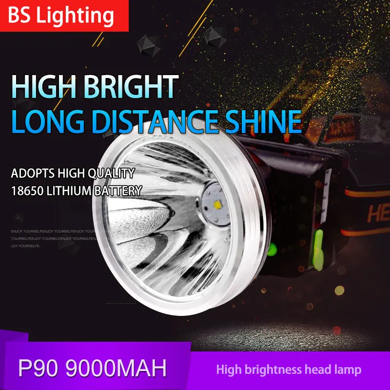 P90 Battery Rechargeable Headlamp Flashlight Torch Powerful Outdoor Hunting Headlight Ultra Bright Cycling Lamp Fishing Lantern