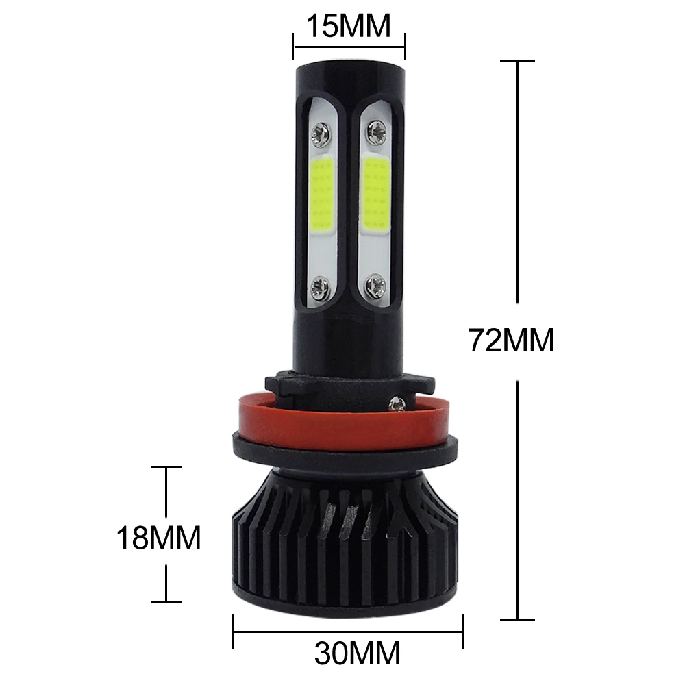 Lâmpadas super brilhantes do farol do carro, mini farol do diodo emissor de luz, 4 lados, 100W, 20000LM, 6000K, 12V, 8000K, H9, HB3, 9005, HB4,