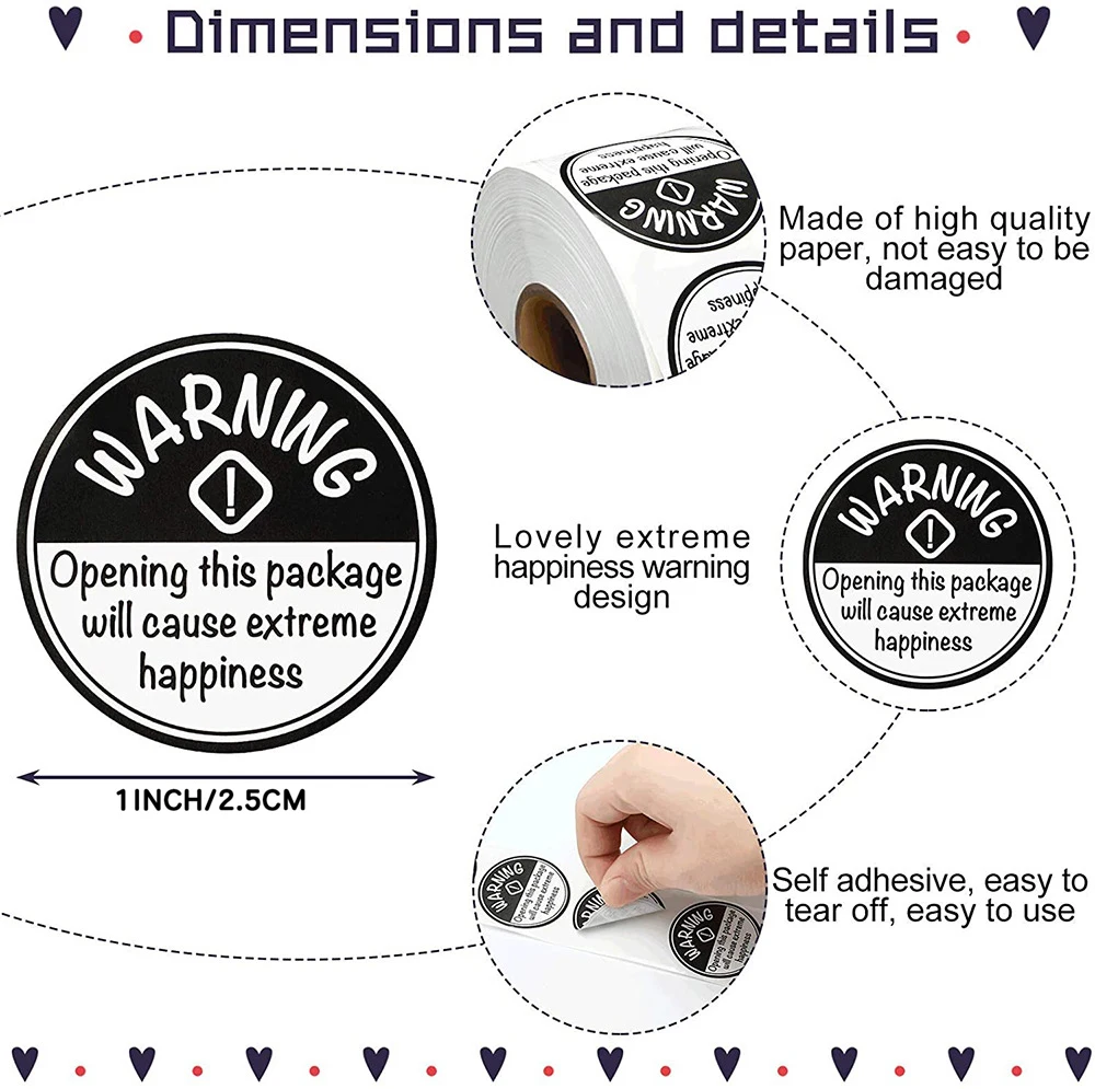 50-500PCS 1 inch super happiness sticker black and white label DIY love round sticker packaging sticker sticker sticker