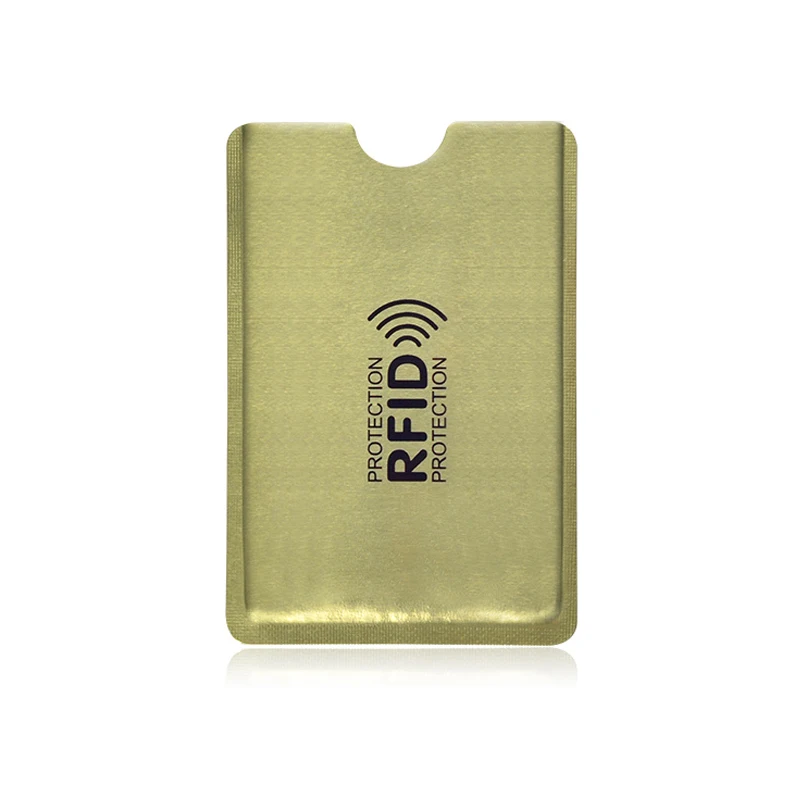 

Golden 100pcs Anti Scan RFID Sleeve Protector Anti Theft Credit ID Card Aluminum Foil Holder Anti-Scan Card Sleeve