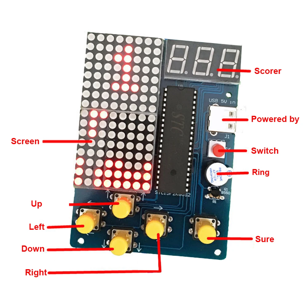 DIY Game Kit PCB Electronic Soldering Training Kit support Retro Tetris/Snake/Plane/Racing Games 51 Single-sided Desk Games