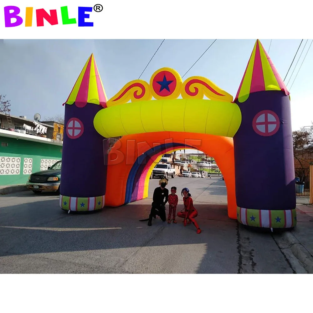 

Party Zone Inflatable Castle Arch Entrance Rainbow Tunnel Archway For Outdoor Advertising