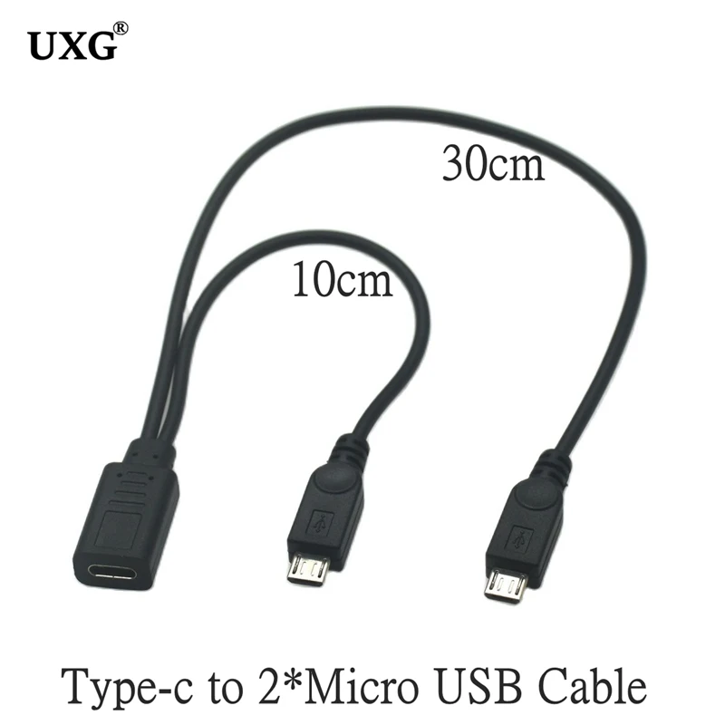 Type-c USB 3.1 / Micro USB 1 Female to Micro/Mini USB Type-c Type B Male Y Splitter Charge Extension Date Splitter Adapter Cable