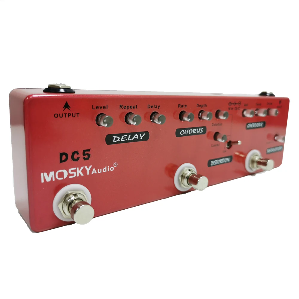 Mosky dc5 6-in-1ギター,マルチ効果,ペダルブースター,バッファ遅延