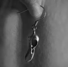 Crow Raven Bird Skull Earrings Gothic Animal Witch Ear Wizard Halloween Goth Jewelry