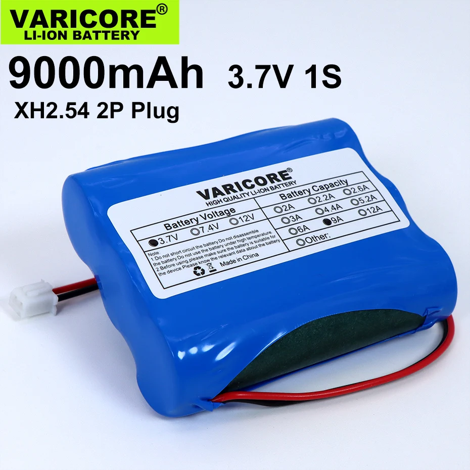 3.7V/4.2V 18650 Li-ion battery 3000mAh 5200mAh 6000mAh 9000mAh 12000mAh with PCB protection XH 2.54 2P Plug