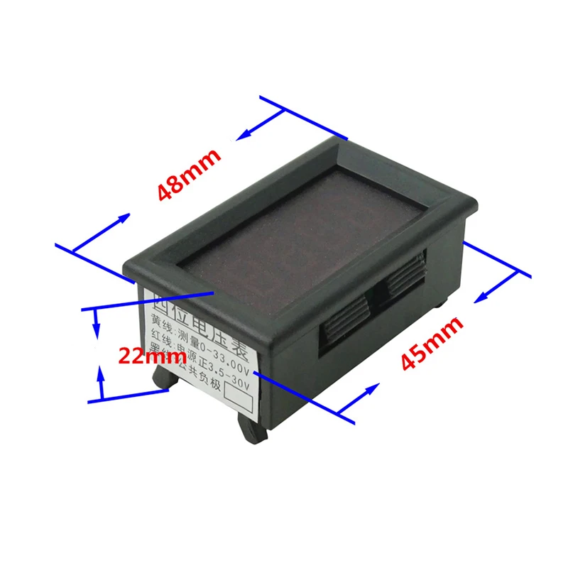 Voltímetro electrónico Digital de cuatro dígitos con pantalla Digital, tres cables, 0-33V CC, 8V, 12V, 12,6 V, medición de batería de litio